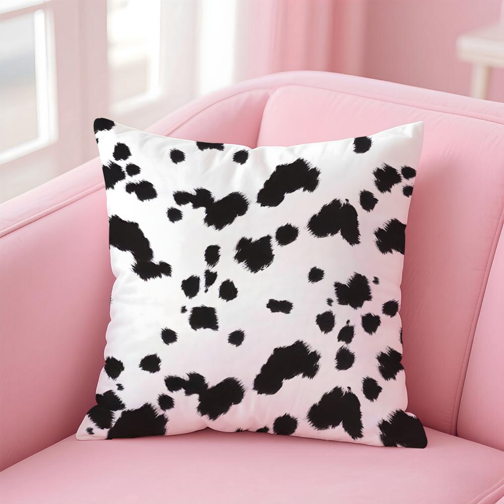 D-Dalmatian Cushion Cover Pillowcase Short Plush Invisible Zipper Room Sofa Cushion Cover