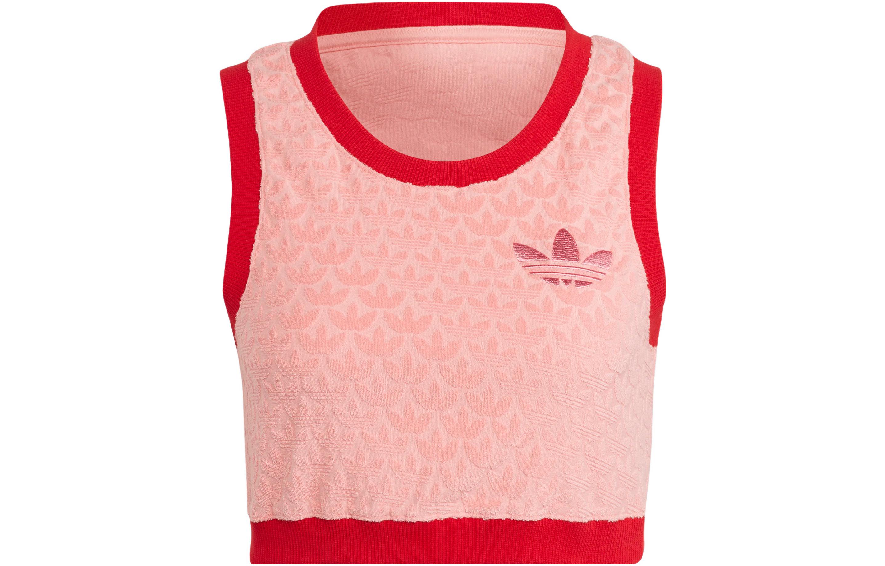

adidas SS22 Adicolor Heritage Now Monogram Crop Top Red IB2041 S-M