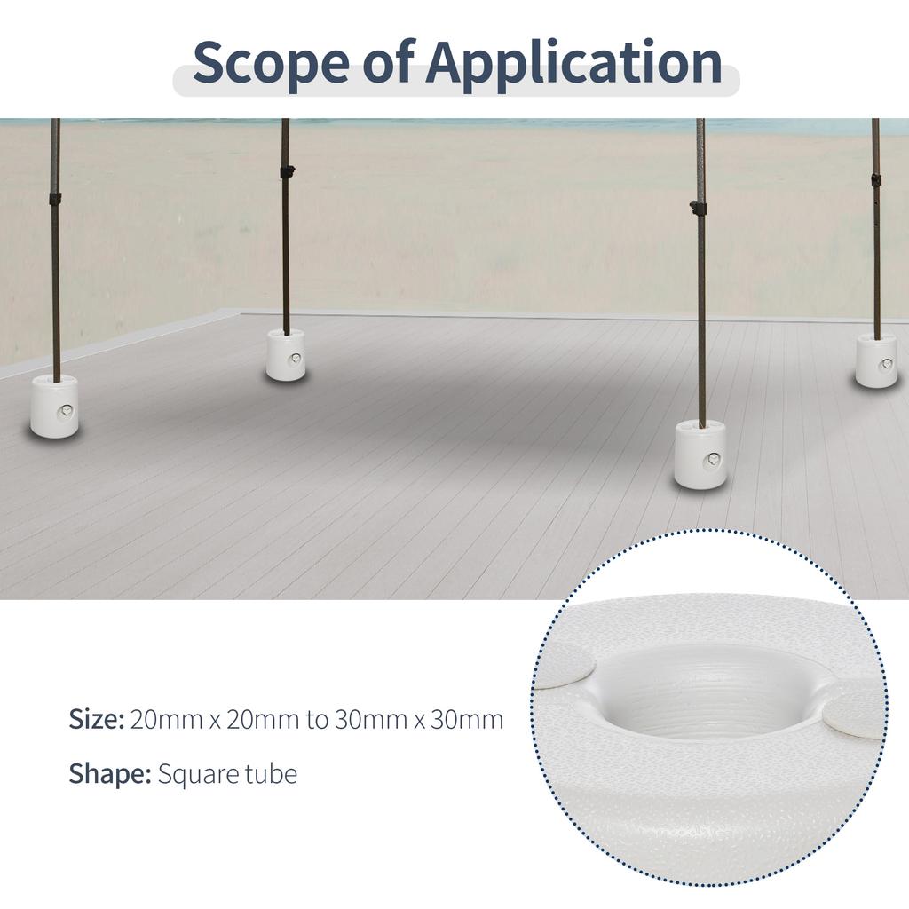 4 Pack 36 kg Gazebo Weights, Canopy Tent Weights with Rapid Clip, Gazebo Leg Weights Fill with Sand or Water, White
