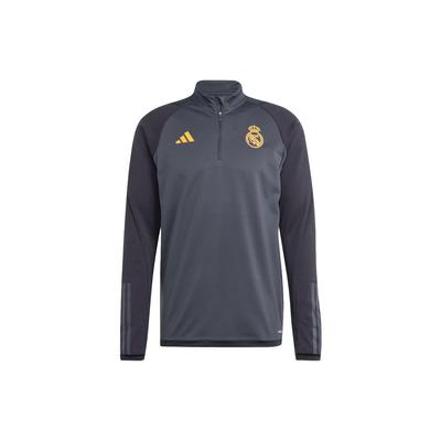 adidas Felpa da Allenamento Real Madrid Tiro 23 con Logo Patchwork Uomo Top Nero Carbone IB0036