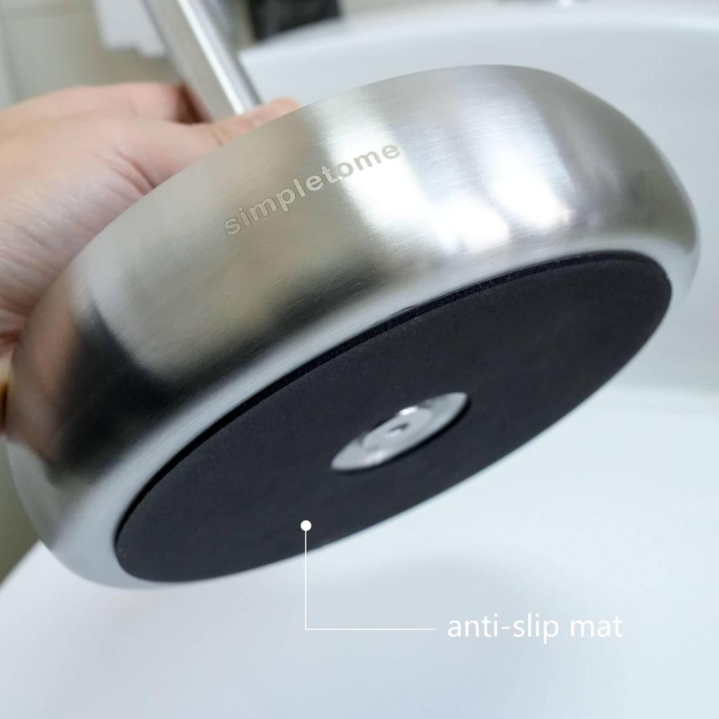 Simpletome Toilet Paper Holder, Freestanding, with Storage, Stable Weighted Base, Bathroom Freestanding Roll Holder (304 Stainless Steel, Brushed Fini