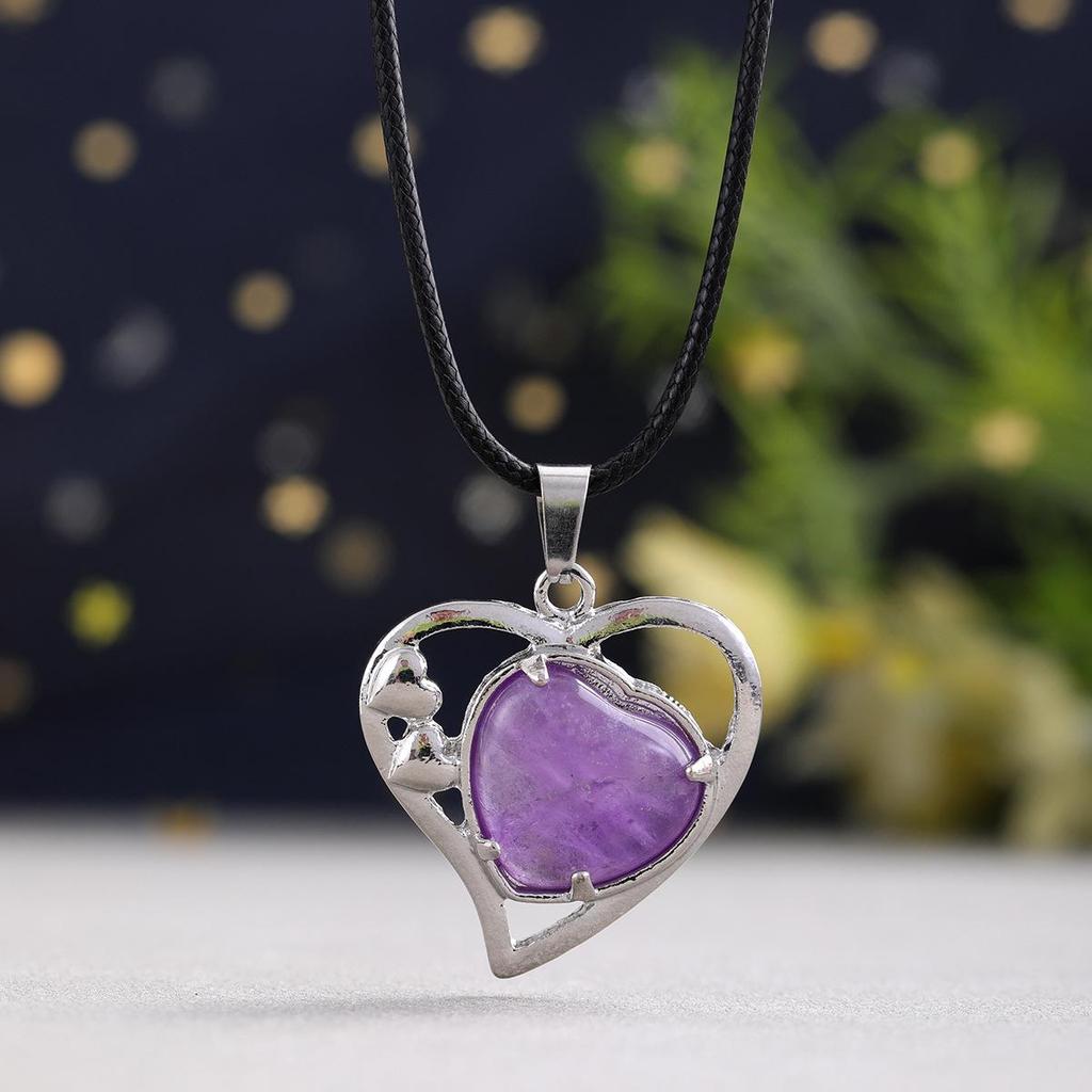 Minimalist Natural Stone Heart Pendant Necklace - Trendy Valentine's Gift for Her