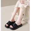 Fashion Slippers Women Summer Flat Shoes Female Slides Pantofle Fashion Platform Low 2025 Luxury Rome Scandals PU Fabric Rubber Hoof