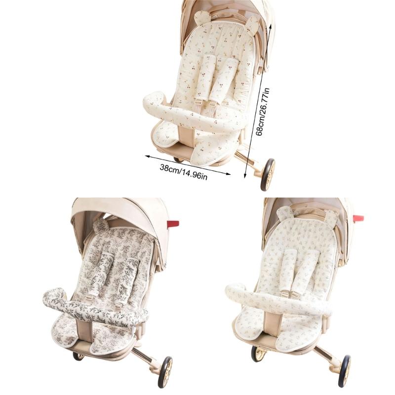 Doublure de siège pour poussette bébé avec motif imprimé Coussin de siège de landau Ensemble de coussinets pour accoudoir de siège-ceinture Accoudoir Coussinet Doublure de poussette