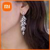 Huitan Brilliant CZ Hanging Earrings Luxury Bride Wedding Earrings Silver Color Aesthetic Long Earrings Trendy Jewelry for Women