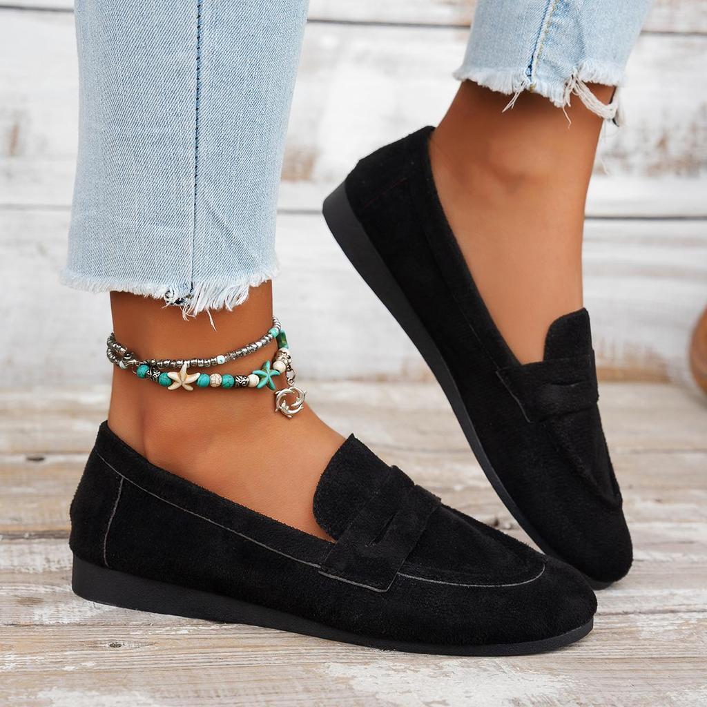 Sapatos Baixos Femininos Sapatos Loafer Slip-on Feitos à Mão em Camurça Couro Genuíno Sapatos Baixos Confortáveis Tênis Elegantes para Uso Externo Feminino