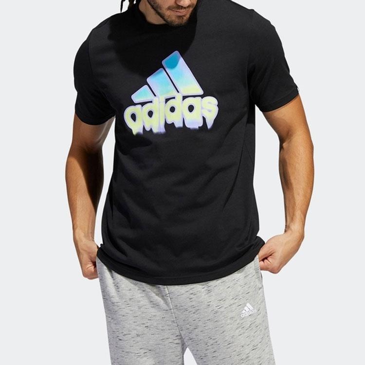 Adidas Alphabet Logo Crewneck T-Shirt Men Tops Black HE4813