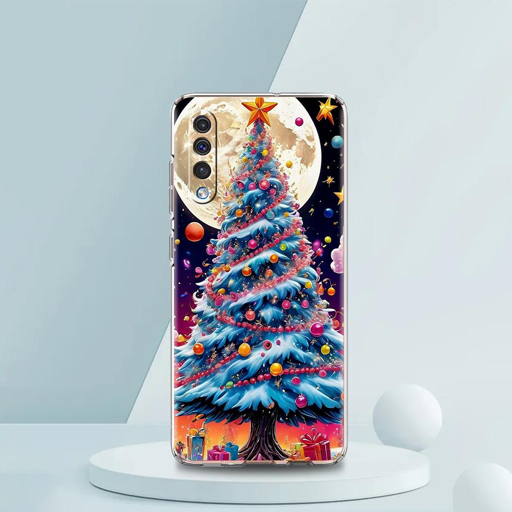 Transparent Phone Case for Samsung Galaxy A16 A14 A12 A22 A24 A42 A06 A30 A40 Soft TPU Cover Christmas Christmas Tree Pattern