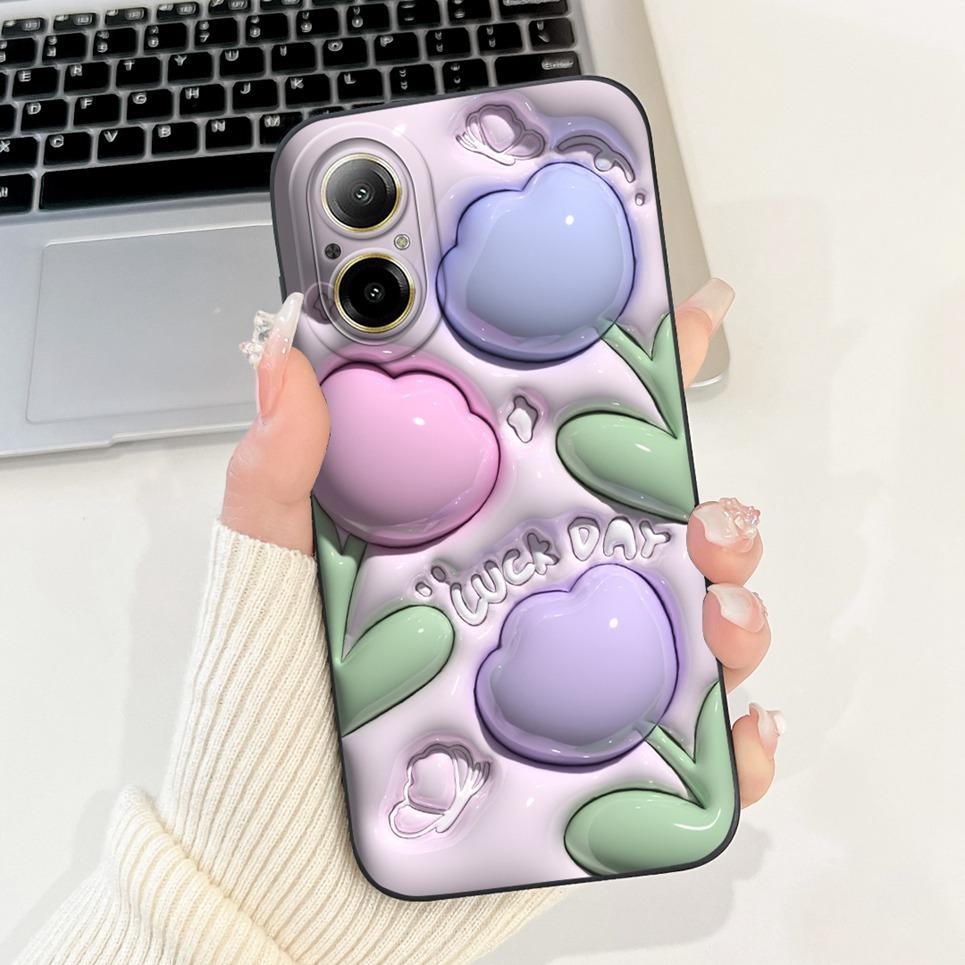 Soft Silicone Back Cover For Realme C67 4G 5G Bumper Shell Cartoon Panda Astronaut Cute Painting Case Coque Realme RMX3890 Etui