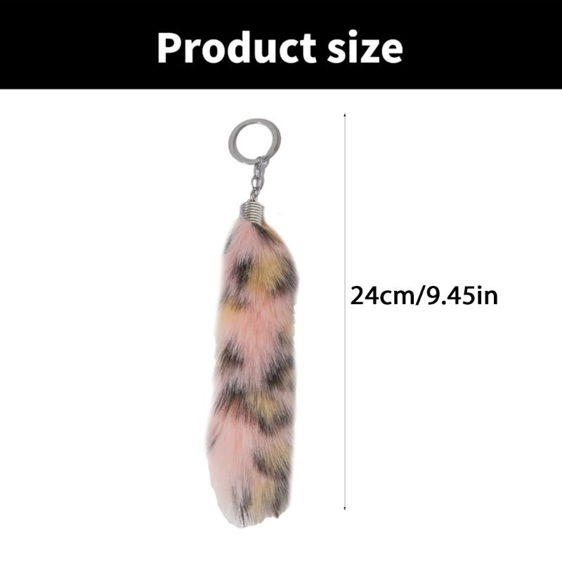 5.9Inch Long Tail Keychain for Key Holder Plush Tail Charm Key Holder Keyring Pendant Decorations Purse Bag Charm
