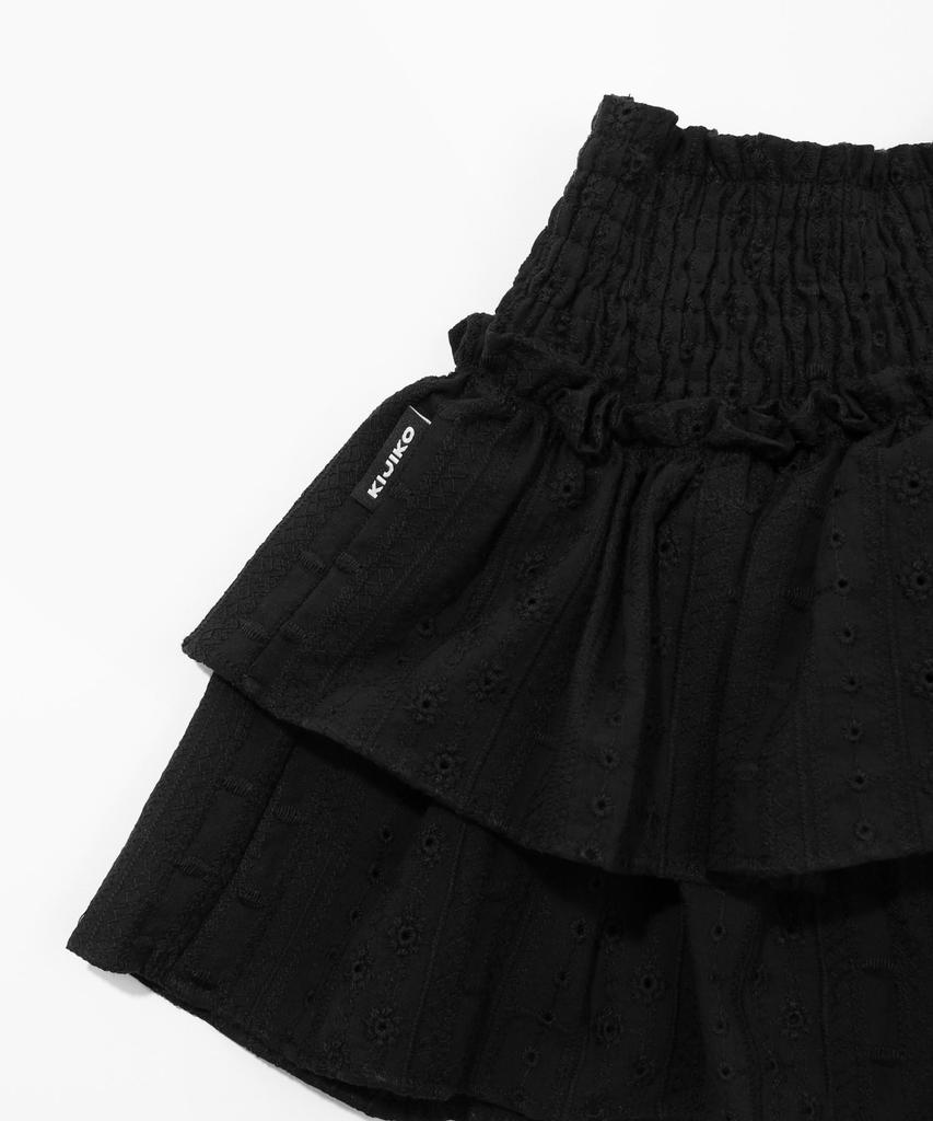 Kijiko Ke703. Punching Frill Mini Skirt Black