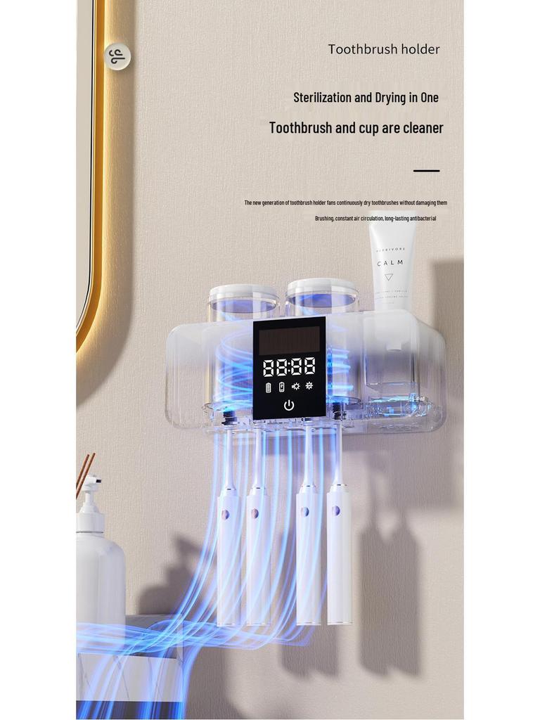 Smart Wall-Mounted Toothbrush Holder & UV Sterilizer with LCD Drying Feature