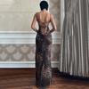 Fashion Sexy Style Leopard Print Print V-neck Strap Dress Women's Autumn Sexy Backless Slim-Fit Figure Flattering Sheath Dress