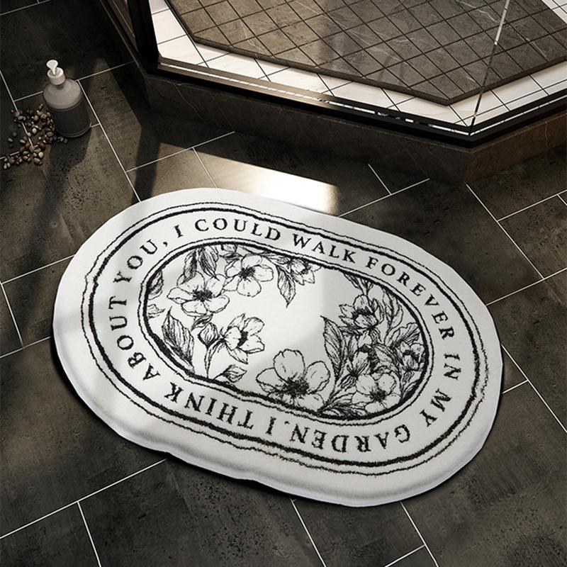 Retro Bathroom Carpet Super Absorbent Bath Mat Plush Bedroom Kitchen Entrance Doormat Non-slip Shower Bathtub Side Floor Rugs