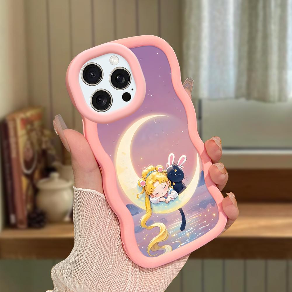 Big Wave Edge Soft Silicone Material Macaron Phone Case Shockproof Protective Rubber Casing for iPhone Samsung Huawei Honor Xiaomi Redmi OnePlus Moto