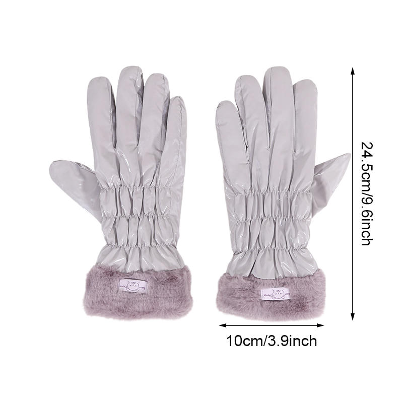 Women Winter Thickened Windbreak Ski Gloves Warm Waterproof Touch-Screen Gloves For Riding Skiing Outdoors Sport