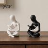 3D Printed Book Holder Bookshelf Decor Thinker Statue, Abstract Art Ornament, Reading Sculpture, Aesthetic Log Cabin Home Accessory Figurine,