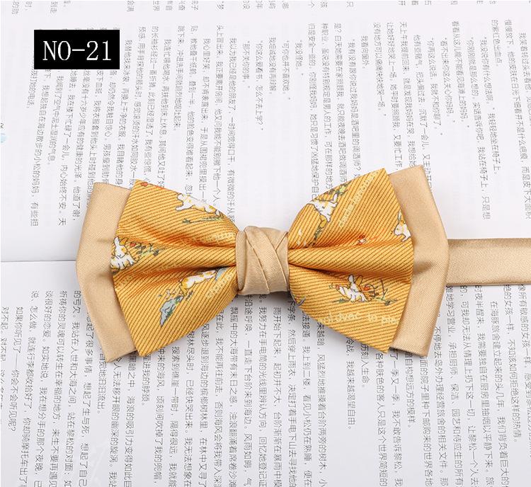 Gemusterte Fliege Herren Imitationsseide Druck Retro High-End Französisches Hemd Amtlich Fotografie Hochzeit Schleife Kragen