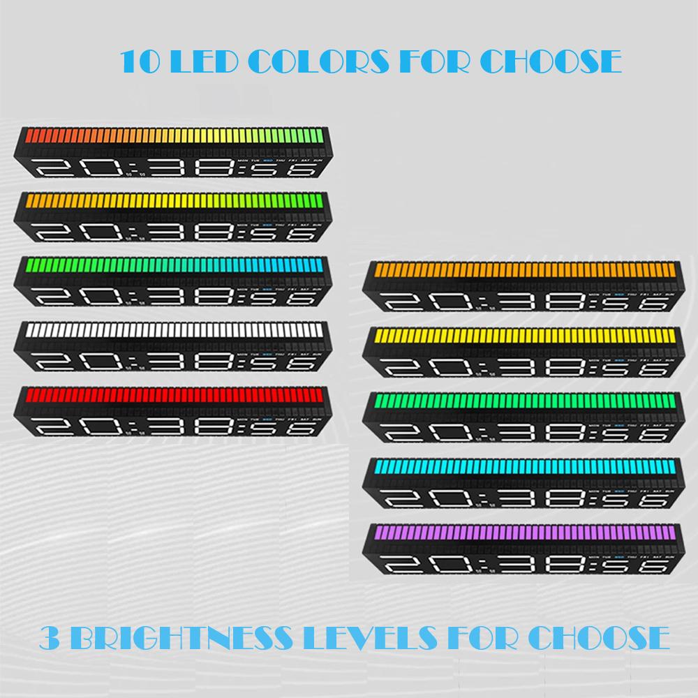 Digital LED Alarm clock with Colorful Music Rhythm Pickup Lighting Bar. Gift Table Clock for Home Decoration2