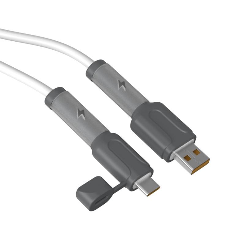 

2 шт. Захисник для дата-кабелю Силіконовий захист для шнура Пилозахисний Органайзер Захисна кришка для дата-кабелю для телефону, планшета сірий колір/чорний