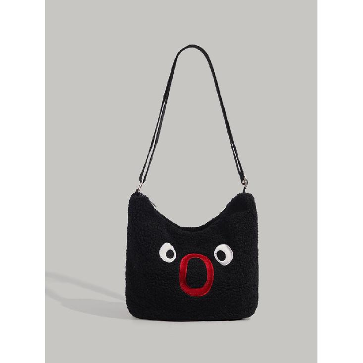 

2024 New Cute Double-Sided Autumn Winter Plush Bag for Women, Niche Personality Versatile Fluffy Single Shoulder Crossbody Bag чорний