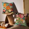 Painted Flowers Pillow Case Sofa and Living Room Decorative Cushion Covers Dust-proof and Mite-proof Invisible Zipper