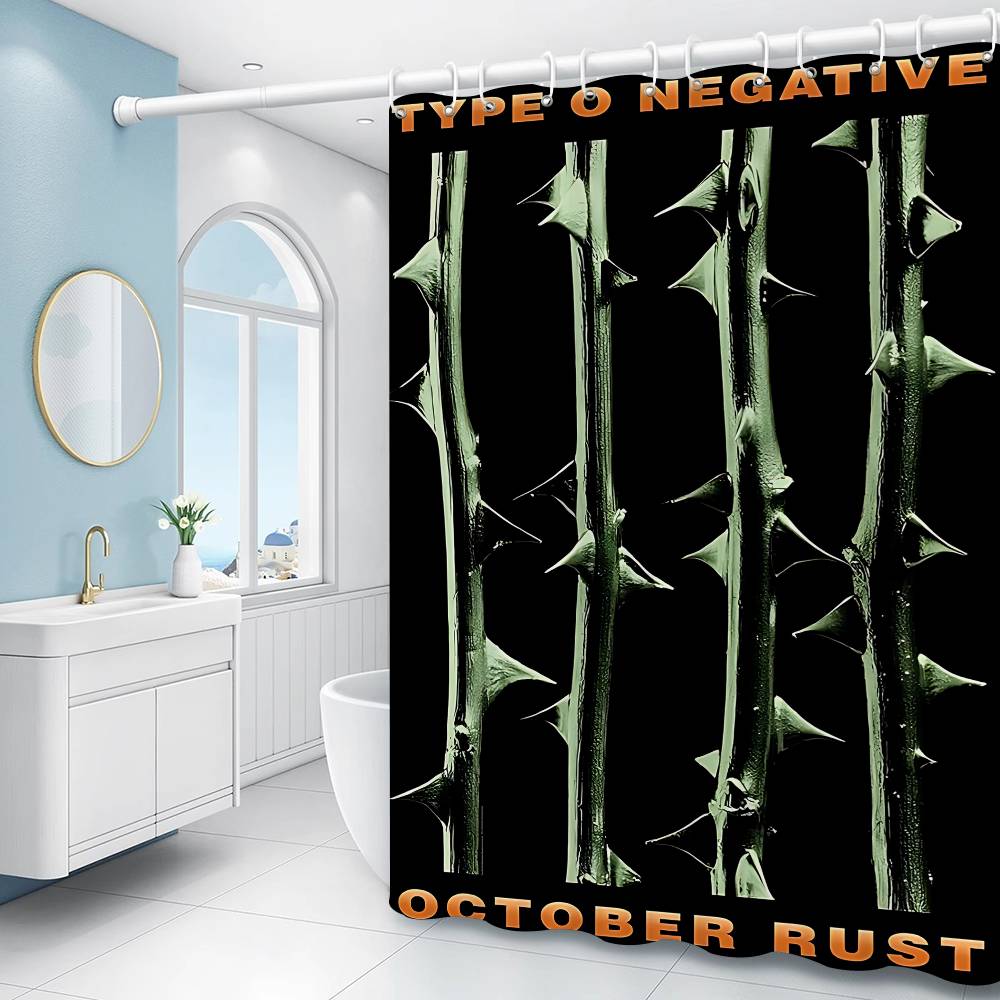 

Rock Band T-Type O N-Negative 1PC Printed Shower Curtain Waterproof Washable With 12 Hooks Bathroom Shower Home Use 90x180 cm