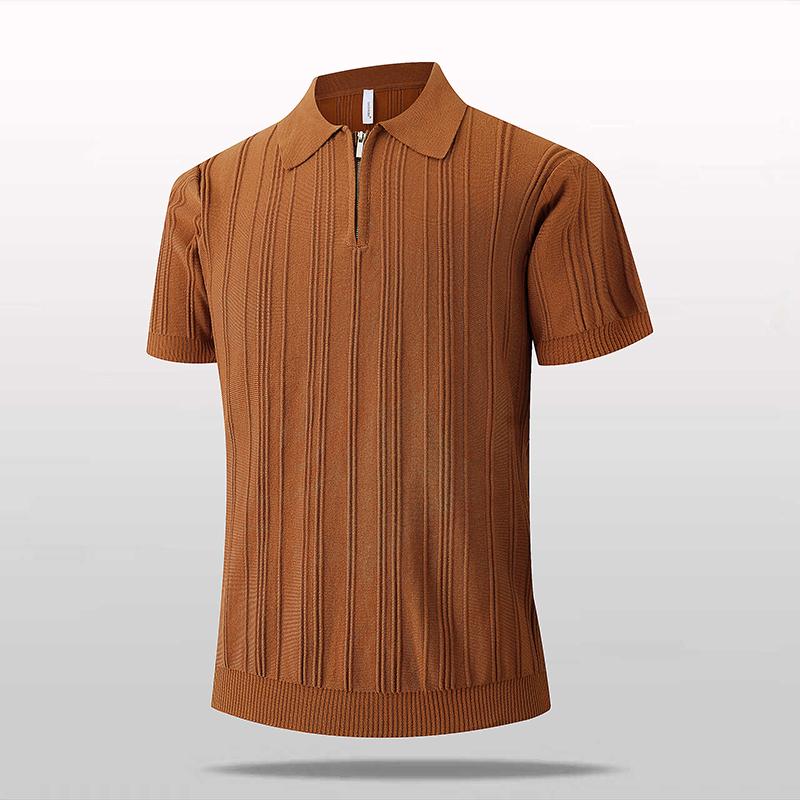 

Ice Silk Cool Polo Shirt Men s Collared Casual POLO Shirt Half-zip Short-sleeved Shirt Top T-shirt 2XL кофейный