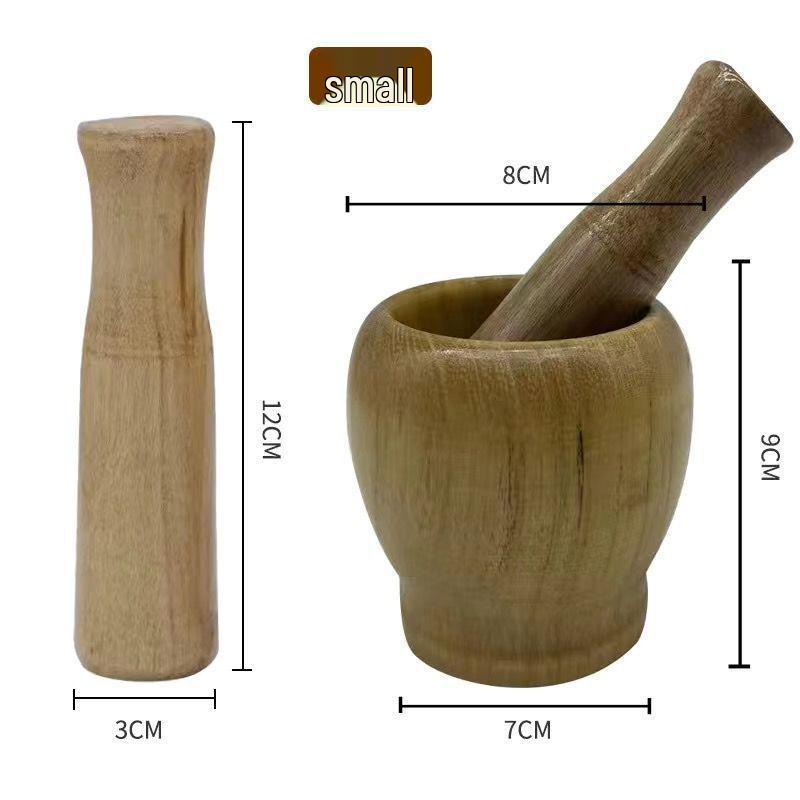 Solid Wood Garlic Mortar & Pestle - Traditional Handcrafted Crusher & Grinder for Garlic Paste, Made from Sour Jujube Wood
