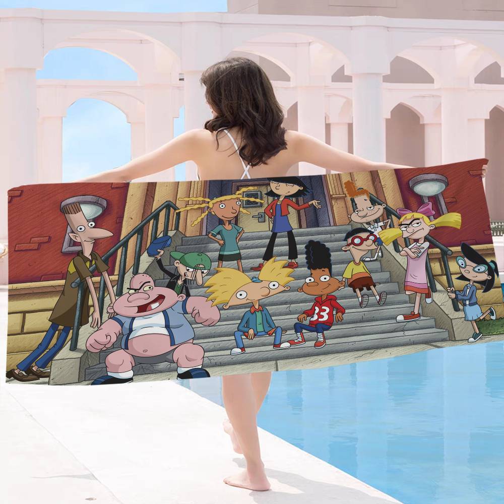 Hey Arnolds Cartoon Mikrofaserdecke Schnelltrocknende Strandtücher Übergröße Druck Super Saugfähige Poolhandtuchdecke