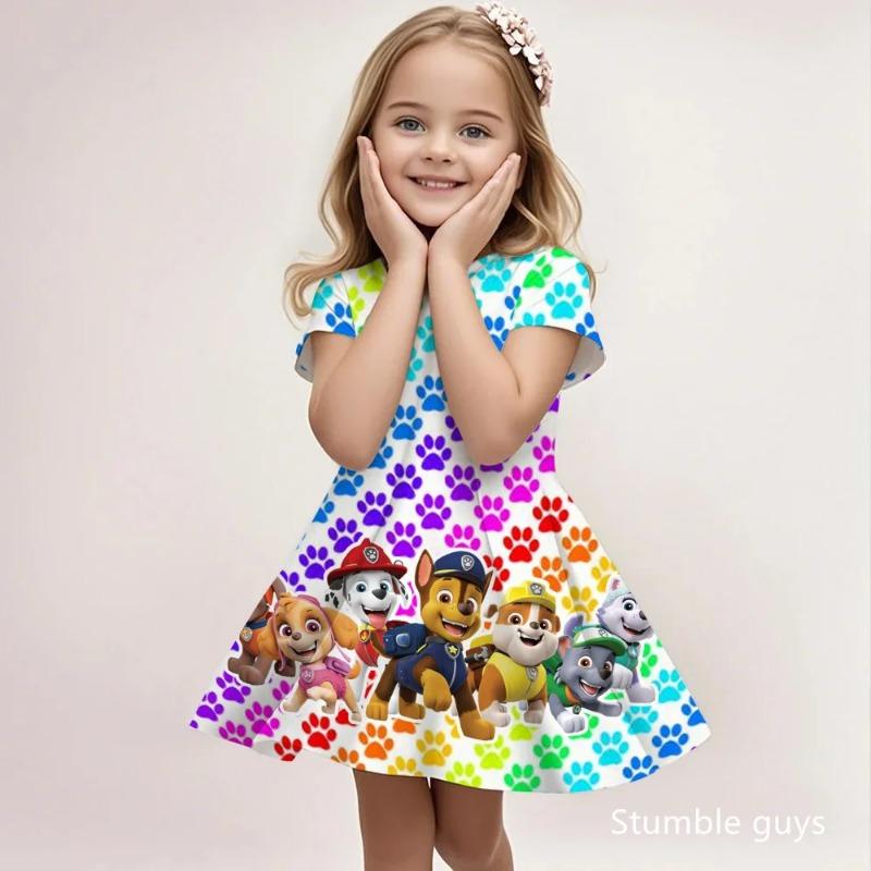 Kids Paw Patrol Casual Dress Summer Cute Cartoon Print Fashion Beach Sundress Soft 110