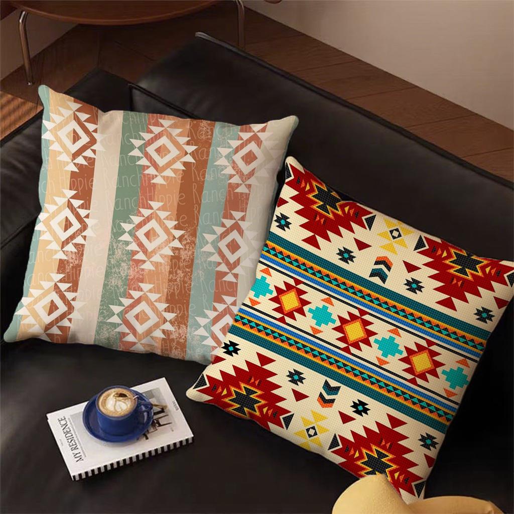 Bohemian Geometric Ethnic Throw Pillow Covers Pattern Cushion Cover Suitable For Sofa Bedroom Car Pillow Cover