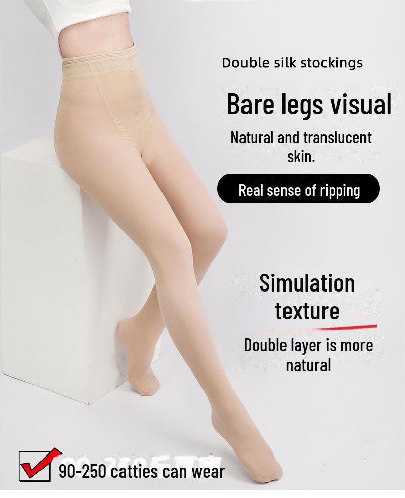 Women's Velvet-Lined Nude Leggings: Skin-Colored Double-Layer Pantyhose for Autumn & Winter