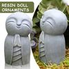 Resin Crafts Small Monk Statue Desktop Art Figurines Grey Little Jizo Buddha Sculpture For Outdoor Garden Decor Ornament