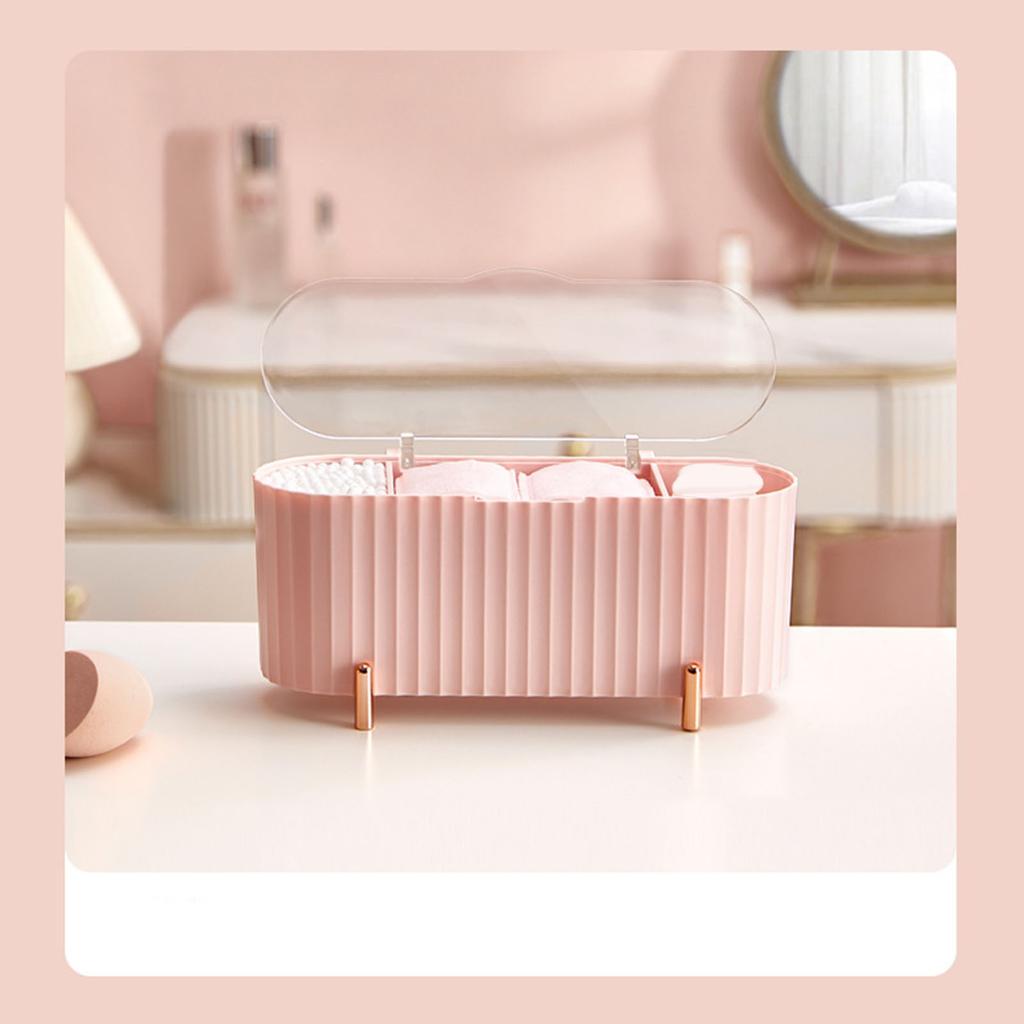 Dustproof Makeup Organizer Box Plastic Cotton Swab Pad Storage Container with Lid For Bathroom Home