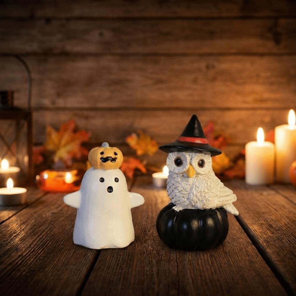 3D Owl Bat Pumpkin Ghost Statue Detailed Mini Halloween Figurines  Tabletop