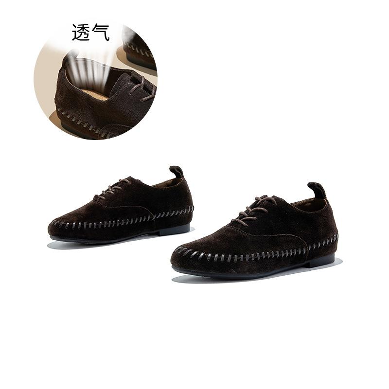 

Первый слой стелек из овчины модные одинарные туфли 2025 осень новые на плоской подошве ретро кожаные белые туфли повседневные маленькие кожаные туфли 40 кофейный