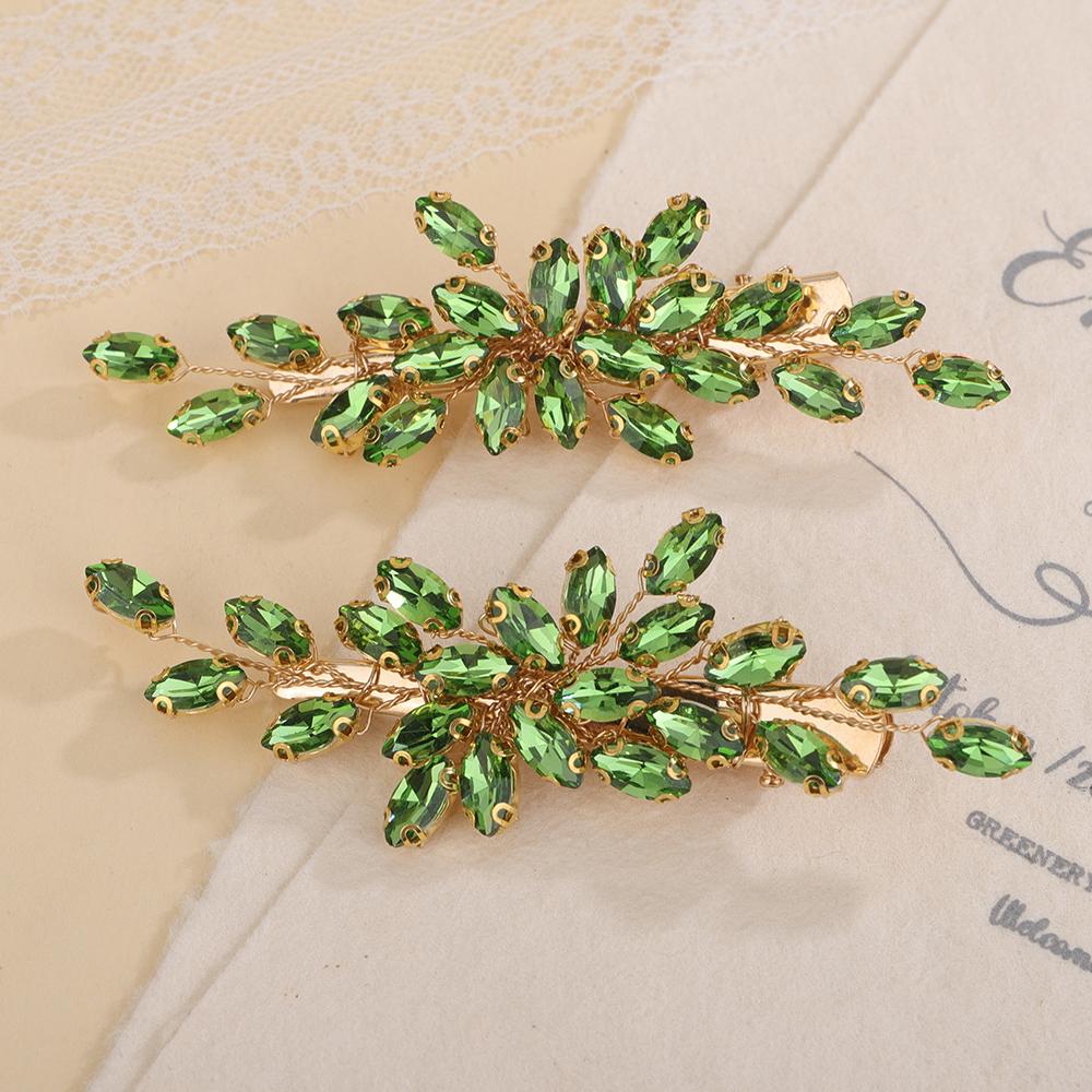 2 Stück Strass Haarspange für Hochzeit Braut Kopfschmuck Silber Schwarz Braut Haaraccessoires Grün Rot Tiara Blau Lila Ornamente