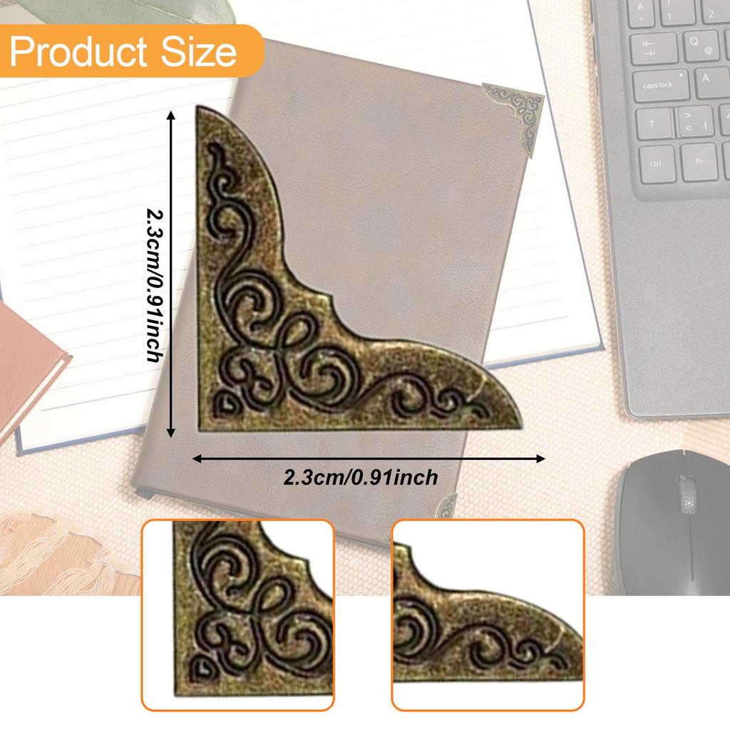 Metal Book Corner Protectors Multifunctional Edge Covers Photo Frame Corner Embellishment for Book Menus Notebook Folder Albums