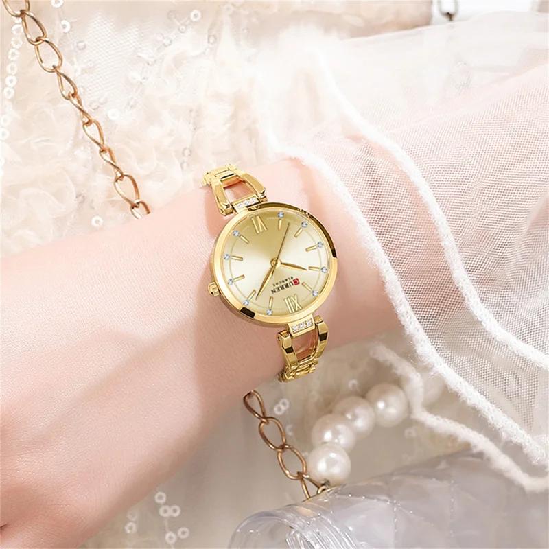 CURREN Relógio de quartzo feminino fashion luxo elegante pulseira de aço inoxidável relógio de pulso para senhoras menina relógio feminino
