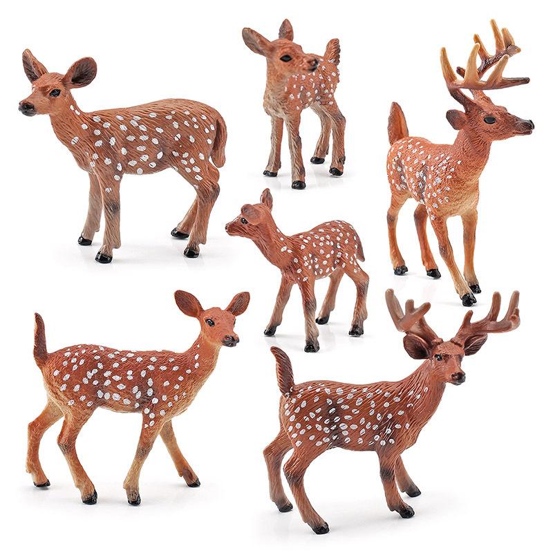 Children'S Science And Education Cognition Simulation Forest Animal Red White-Tailed Deer Elk Sika Deer Model Ornament Toy