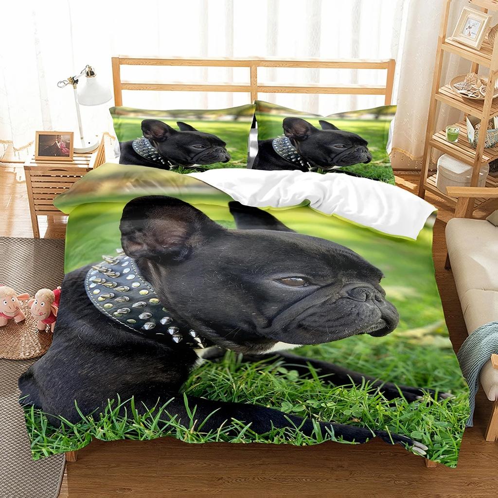 French Bulldog Duvet Cover Set Cute Dog Polyester Comforter Cover Twin Full Size For Kids Teens Adults Bedroom Decor Bedding Set