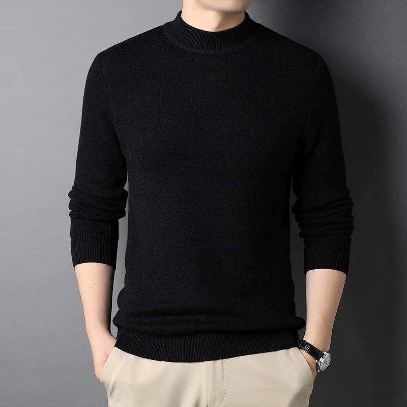 Spring and Autumn Solid Color Half-turtleneck Men's Slim-fit Sweater Men's Bottoming Sweater Men's Clothing
