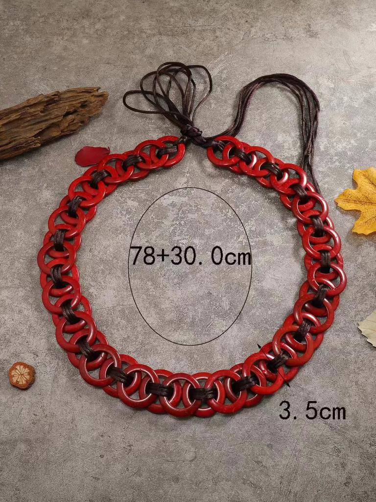 Bohemian Coconut Shell Necklace for Women, Exotic Vintage Long Lariat Natural Handmade Ethnic Layering Jewelry Boho Chic Gift