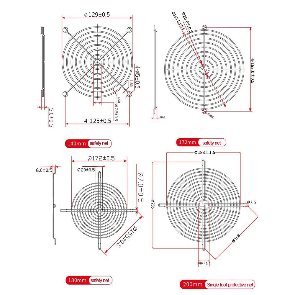 1Pcs Durable Metal Cooling Fan Grill Protective 40-220mm Fans Grid Mesh Cover for Computer Fan