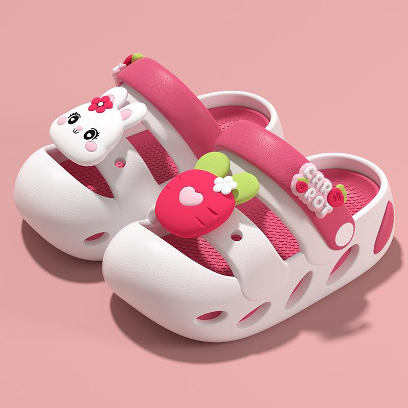 Детские летние мультяшные сандалии-клоги для принцессы, закрытый носок, нескользящая мягкая подошва, милые детские клоги 13Code【Inner Length12.5