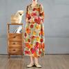 2025 New Vintage Printed Round Neck Loose Large Size Long Dresses