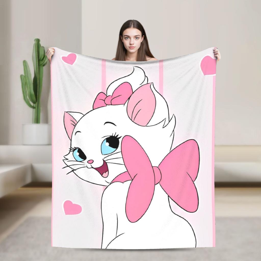 Marie Cat Cartoon  Warm Soft Blanket  Camping Plush Throw Blanket Fashion Home Decor Flannel Bedspread Sofa Bed Cover