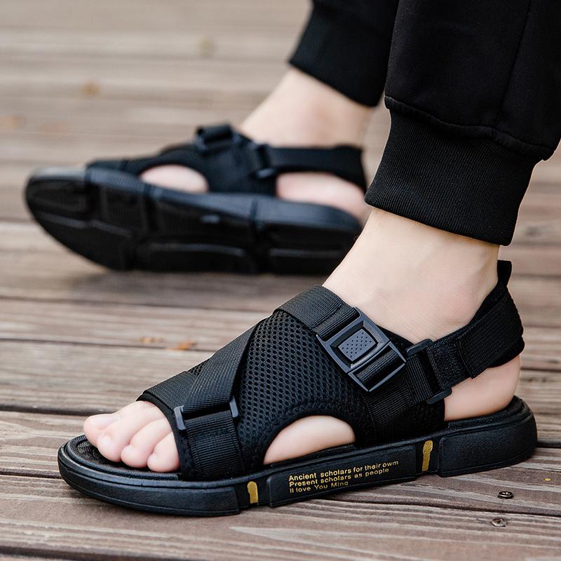 Fashion Mens Sports Sandals Summer Outdoor Beach Sandals Men Aqua Trekking Water Shoes Men Upstream Shoes Quick-drying Shoes Black