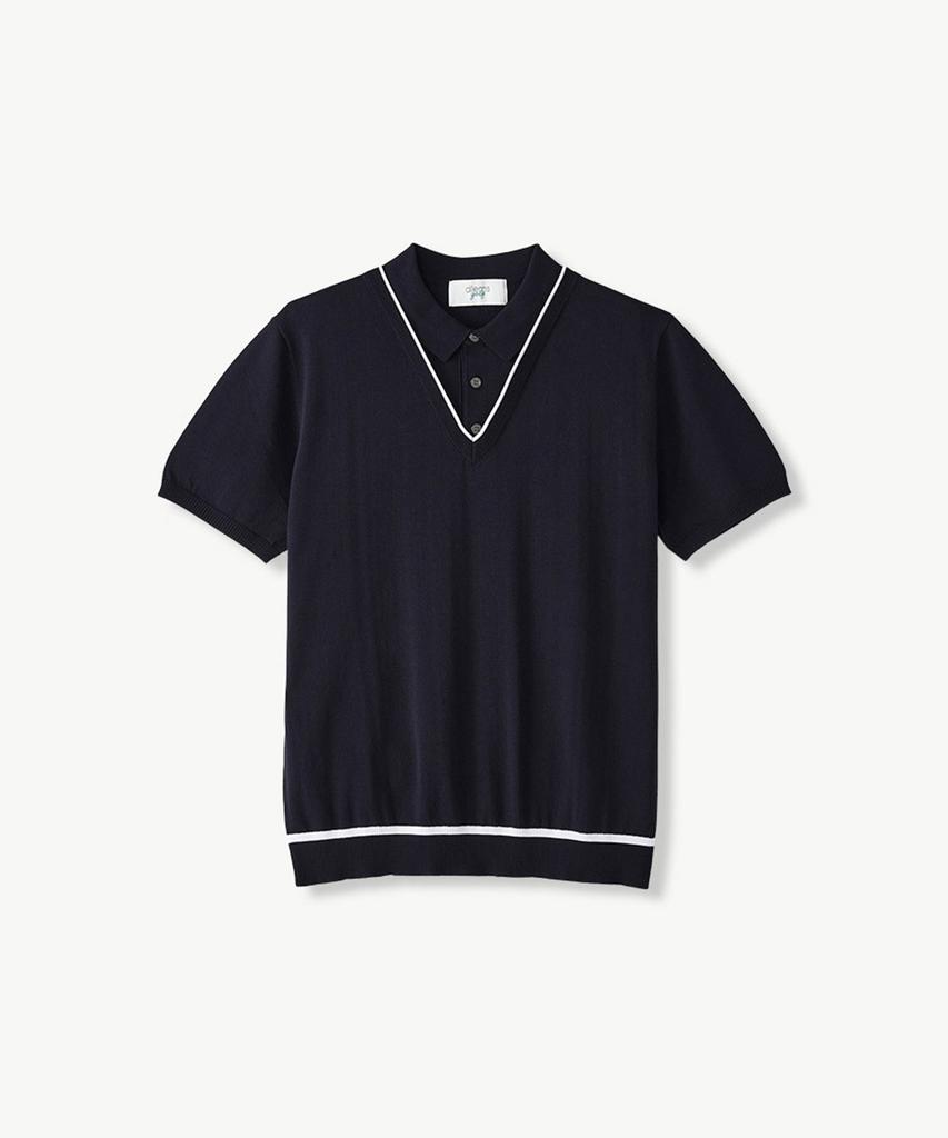 STCO Diems Cool Layered Collar Knit Navy (Classic Fit)_Dgkvb04Csn